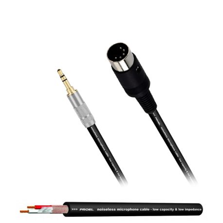 Proel-MIDI-to-Aux-3.5mm-Professional-Cable-5-Pin-Din-Black